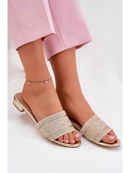 Ladies Flat Sandals Golden Fexxy