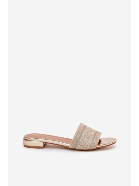 Ladies Flat Sandals Golden Fexxy