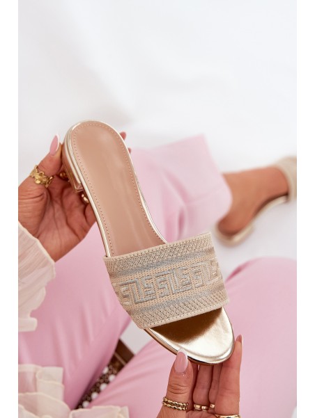 Ladies Flat Sandals Golden Fexxy