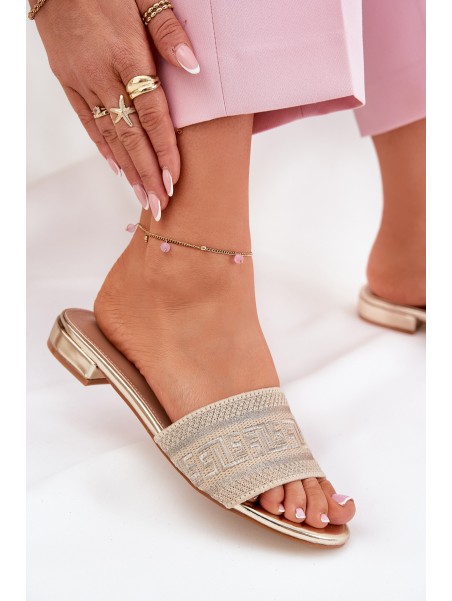 Ladies Flat Sandals Golden Fexxy