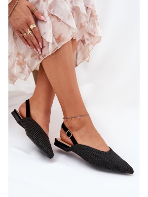 Ballet Flats With Braiding And Pointed Toes Black Hefion