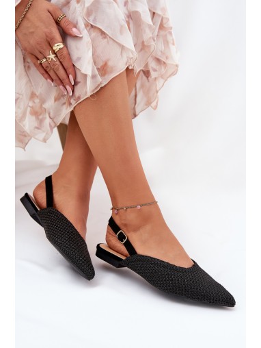 Ballet Flats With Braiding And Pointed Toes Black Hefion