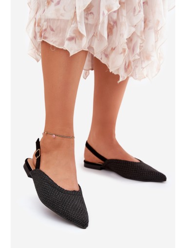 Ballet Flats With Braiding And Pointed Toes Black Hefion