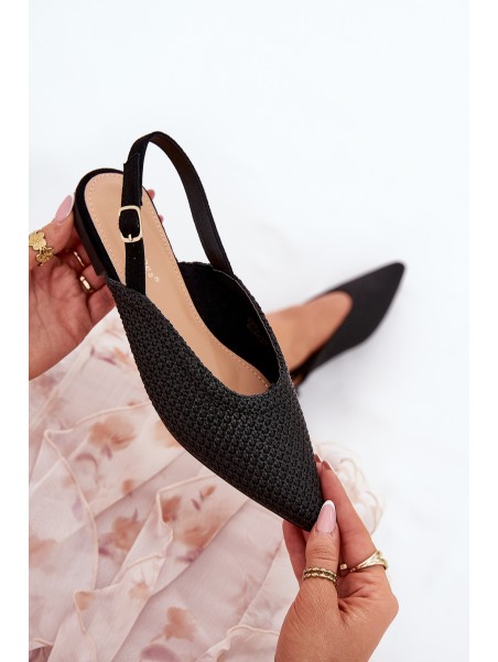 Ballet Flats With Braiding And Pointed Toes Black Hefion