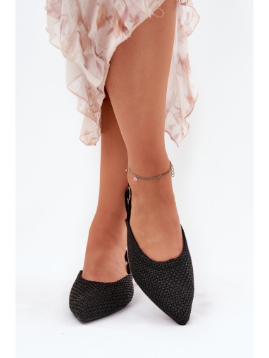 Ballet Flats With Braiding And Pointed Toes Black Hefion