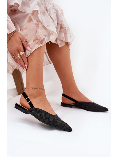 Ballet Flats With Braiding And Pointed Toes Black Hefion