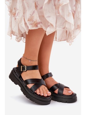 Ladies Platform Sandals Made Of Eco Leather Black Gevinniser 2