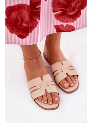 Women's Flat Sandals With Cutouts Eco Leather Beige Ecapus