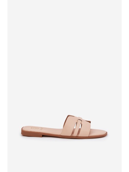 Women's Flat Sandals With Cutouts Eco Leather Beige Ecapus