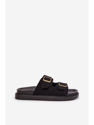 Women's Sandals With Buckles On Cork Sole Black Sercele