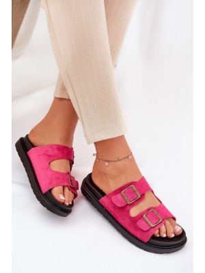 Women's Platform Slippers With Buckles Fuchsia Simbes