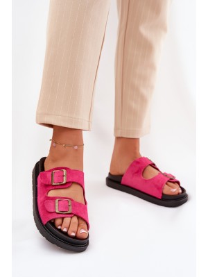 Women's Platform Slippers With Buckles Fuchsia Simbes 2