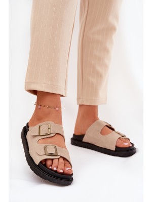 Women's Platform Sandals With Buckles Beige Simbes 2