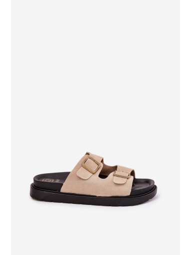 Women's Platform Sandals With Buckles Beige Simbes