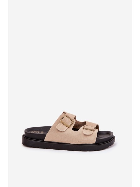 Women's Platform Sandals With Buckles Beige Simbes