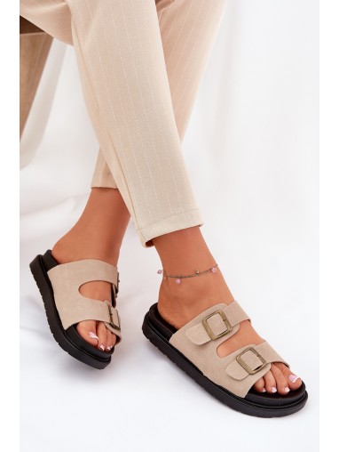 Women's Platform Sandals With Buckles Beige Simbes