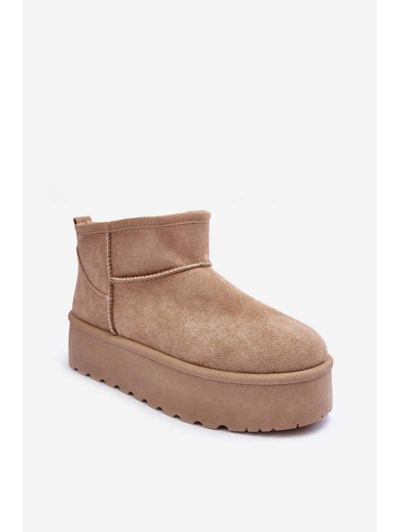 Suede Snow Boots On Platform Beige Corcoran