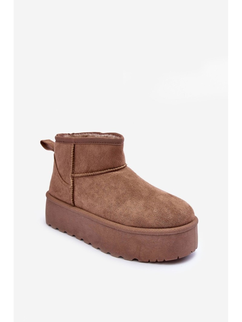 Suede Snow Boots On Platform Dark Beige Corcoran