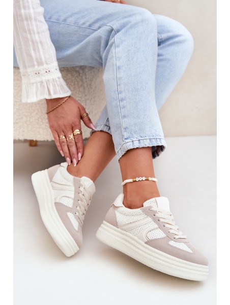 Women's Platform Sneakers Beige Lesida