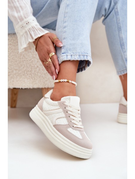 Women's Platform Sneakers Beige Lesida