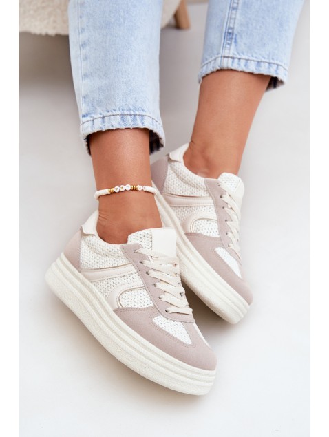 Women's Platform Sneakers Beige Lesida