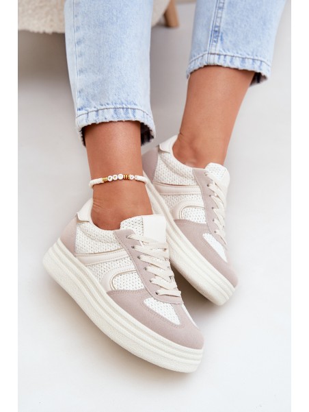 Women's Platform Sneakers Beige Lesida