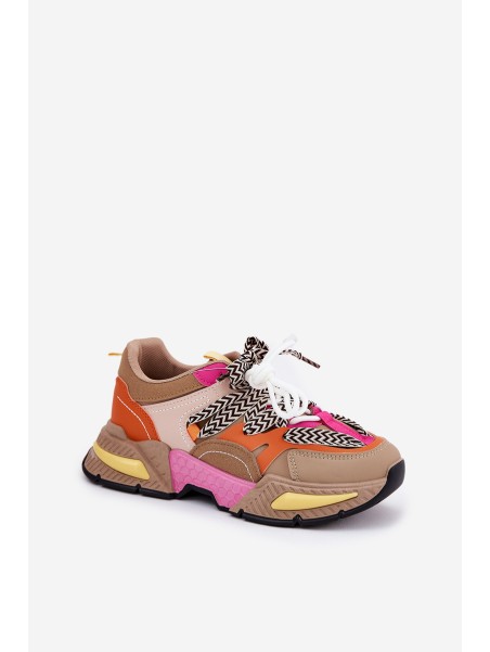 Women's Sports Sneakers with Double Lacing Khaki Samoles