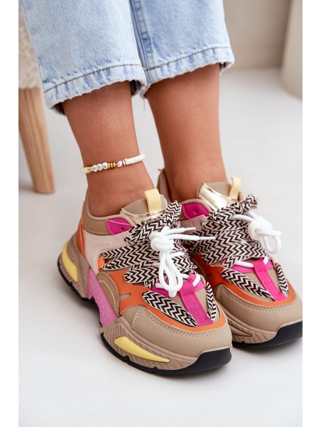 Women's Sports Sneakers with Double Lacing Khaki Samoles