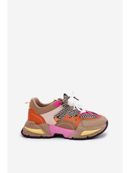 Women's Sports Sneakers with Double Lacing Khaki Samoles