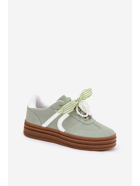 Women Sneakers On Platform With Decorations Green Vinness