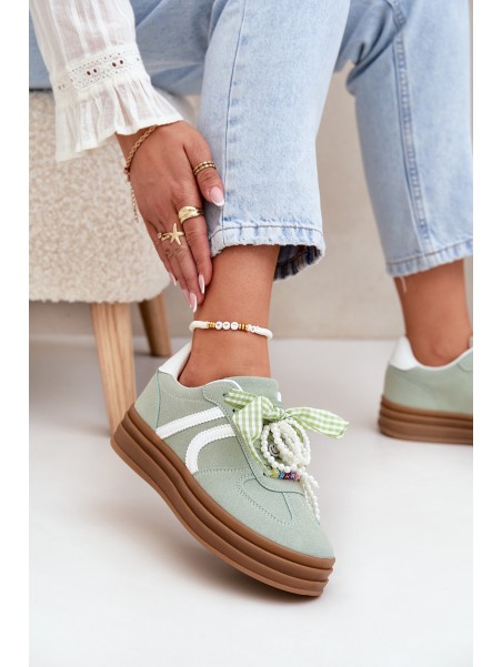 Women Sneakers On Platform With Decorations Green Vinness