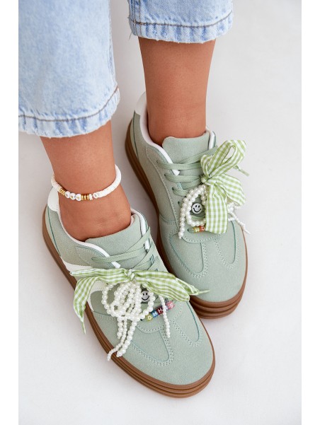 Women Sneakers On Platform With Decorations Green Vinness
