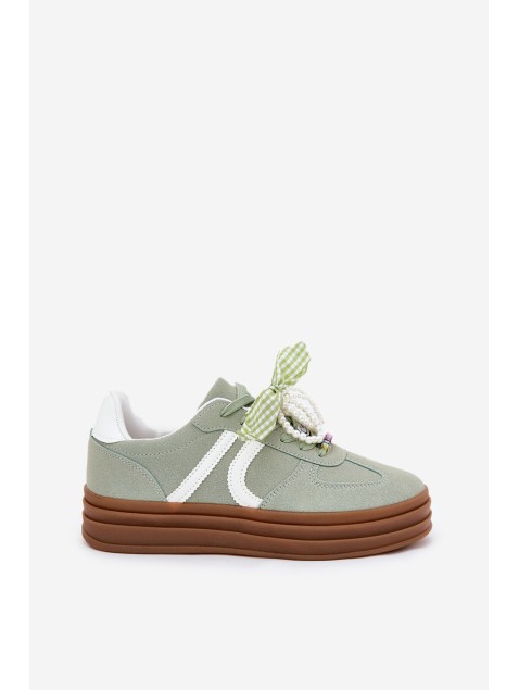 Women Sneakers On Platform With Decorations Green Vinness