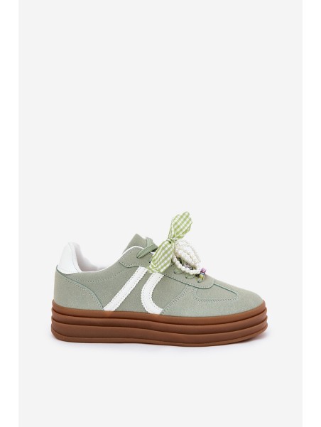 Women Sneakers On Platform With Decorations Green Vinness
