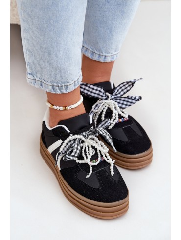 Women's platform sneakers with decorations black Vinness 2