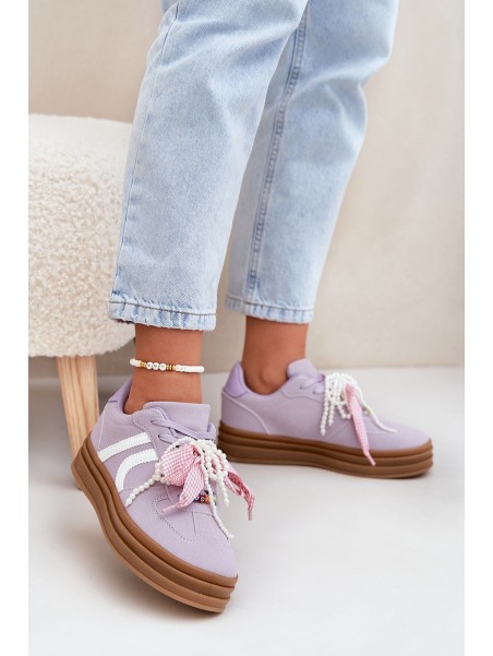 Women's Platform Sneakers With Decorations Purple Vinness