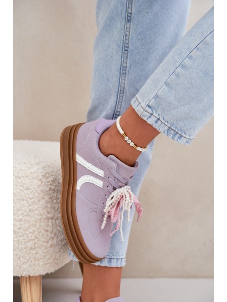 Women's Platform Sneakers With Decorations Purple Vinness