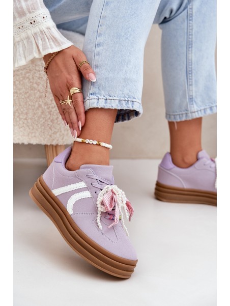 Women's Platform Sneakers With Decorations Purple Vinness