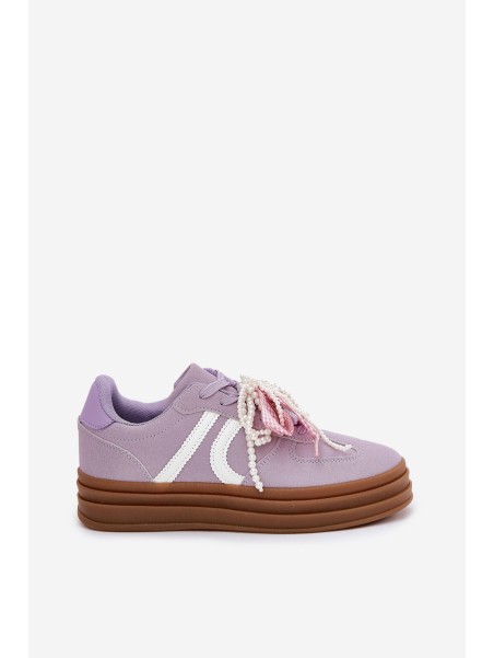 Women's Platform Sneakers With Decorations Purple Vinness