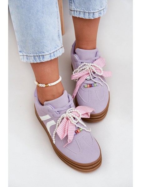 Women's Platform Sneakers With Decorations Purple Vinness