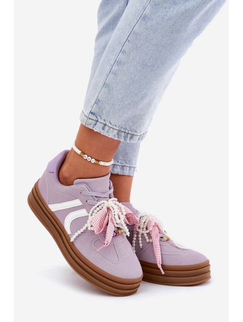 Women's Platform Sneakers With Decorations Purple Vinness