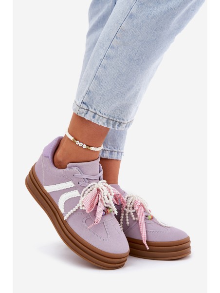 Women's Platform Sneakers With Decorations Purple Vinness