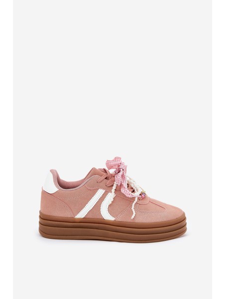 Women Sneakers On Platform With Decorations Pink Vinness