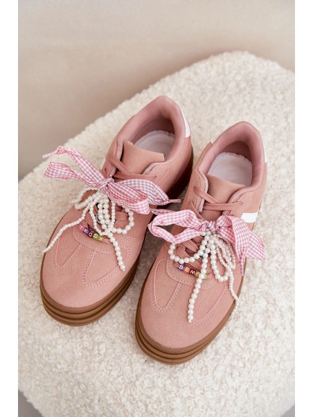 Women Sneakers On Platform With Decorations Pink Vinness