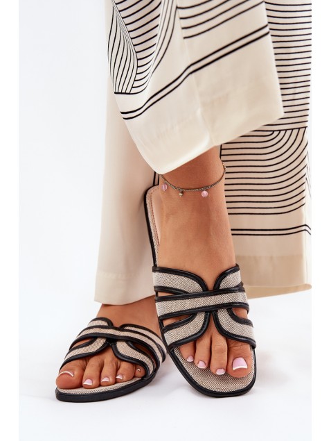 Flat Ladies Slippers With Bow Beige Tobin
