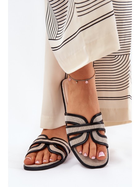 Flat Ladies Slippers With Bow Beige Tobin