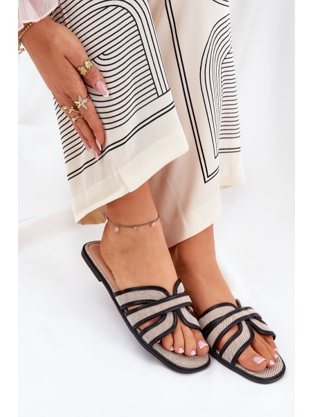 Flat Ladies Slippers With Bow Beige Tobin
