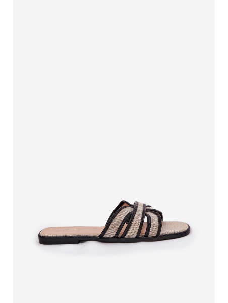 Flat Ladies Slippers With Bow Beige Tobin