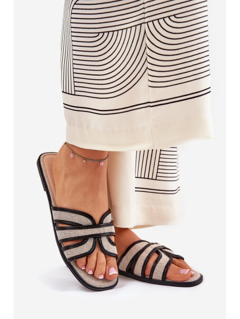 Flat Ladies Slippers With Bow Beige Tobin
