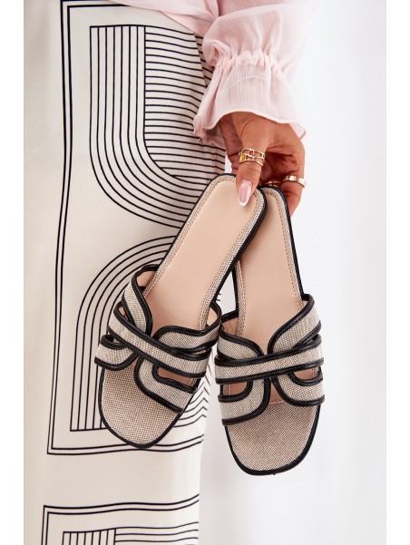 Flat Ladies Slippers With Bow Beige Tobin